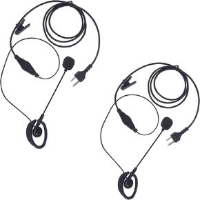 WODASEN 2Pcs G Shape Clip-Ear Earpiece with Extended Boom Mic for Midland GMRS/FRS Radio GXT1000VP4 GXT1050VP4 LXT600VP3 LXT500VP3 (2 Pack)