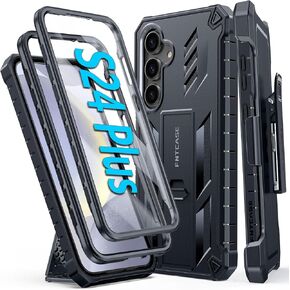 FNTCASE for Samsung Galaxy S24-Plus Case: S24plus Phone Case Drop Protection Rugged Belt-Clip Holster & Kickstand Military Grade Matte Textured Bumper TPU Shockproof Durable Protective Cover