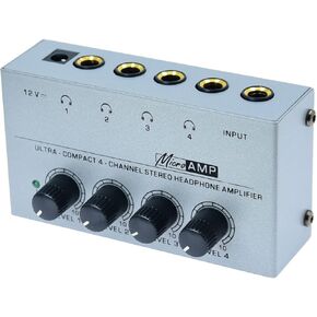Stereo Input TRS Jack 1/4" Splitter 4X Micro amp 1 in 4 Out 1/4 inch Headphone Amplifier 4 Channel Audio (Black) in Kuwait