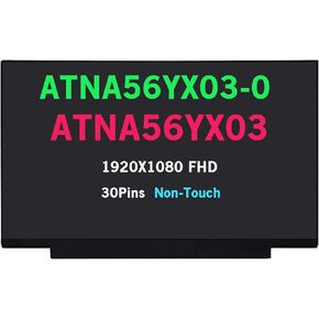 Screen Replacement 15.6in ATNA56YX03 ATNA56YX03-0 EDP 30Pins 1920×1080 AM-OLED Glossy Compatible with ASUS VivoBook Pro 15 AM-OLED M3500 M3500QC M6500 K3500 X1505 (Non-Touch)