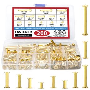 200PCS Phillips Chicago Screws Silvery Binding Screw Posts, Photo Albums Scrapbook Extension Screws Assorted Kit, 10 Sizes for Wallet Belt Saddle Leather Repair M5 x 5/6/8/10/12/15/18/20/25/30MM.