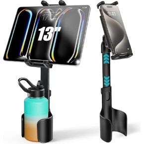 Car Cup Holder Tablet Mount [Fit Round & Square Cup Holders] ipad Cup Holder Mount for Truck, Tesla with Metal Telescopic Arm, Cupholder Tablet Holder for 4-13" iPad Pro Air, Z Fold, iPhone