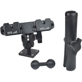 HYS Aluminum Heavy Duty Drill Base Tablet Holder Car Mount Dashboard, 360° Adjustable 2-Stage Stand for Truck Commercial Vehicles Dashboard Car and Wall, for Handheld CB Radio&Mic with Clip/Round Knob