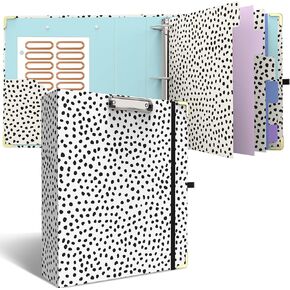 3 Ring Binder 2 Inch, Cute Pink Round Ring Binders with 6 Tab Dividers, Labels Stickers, Low Profile Clipboard with Storage, Fashion Binder School Office Supplies(Stay Positive)