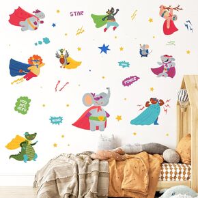 Removable Flying Balloon Animal Wall Decal DIY Cute Fox Koala Panda Wall Stickers Peel and Stick Girls Boys Room Playroom Classroom Nursery Wall Decor Murals Decorations
