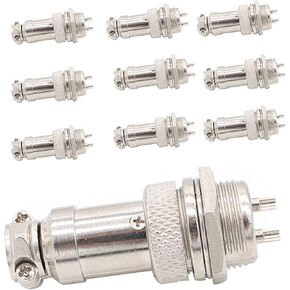 Aviation Plug Connector 10 Pairs Male Female Panel Metal Wire Connector 16mm Socket (4 Pins 10-Pack)