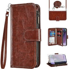 Asuwish Phone Case for Motorola Moto G Stylus 5G 2023 Wallet Cell Cover with Tempered Glass Screen Protector Crossbody Strap Flip Zipper Card Holder Slot Stand GStylus G5 XT2317DL Women Girls Black