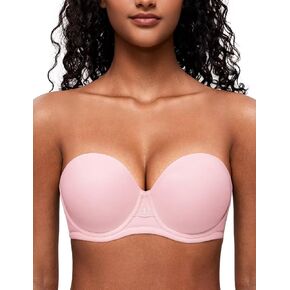 Deyllo Women's Strapless Bra Padded Cup Push Up Plus Size Full Coverage Underwire Support