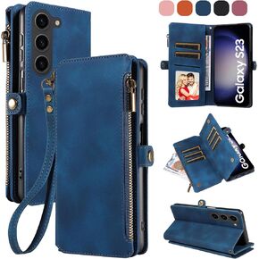 حافظة LBYZCASE لهاتف Galaxy S23 FE 5G مع حامل بطاقة ائتمان بسحاب [حجب RFID]، غطاء هاتف جلدي قابل للطي لهاتف Samsung Galaxy S23 FE، ذهبي وردي in Kuwait