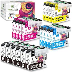 18Pack LC203 Ink Cartridges High Yield Replacement for Brother LC203XL LC203BK LC201 Ink Cartridges Work for Brother MFC-J480DW MFC-J485DW MFC-J4620 MFC-J4420DW (6BK,4C,4M,4Y)