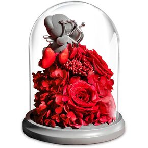 Birthday Gifts for Women,Mothers Valentine Day Flowers Gifts for Wife,Forever Rose Flowers Gifts for her,Rose Bear Flower Gifts forGirlfriend,Rose in Glass Dome for Grandma