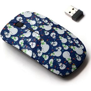 2.4G Wireless Mouse with Cute Pattern Design for All Laptops and Desktops with Nano Receiver - Christmas Tree Snowman