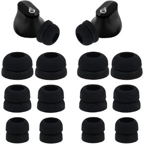JNSA Ear Tips Compatible with Beats Studio Buds, 6 Pairs Double Flange Silicone Eartips Earbuds Earplug Ear Cap Replacement for Beats Studio Buds, S/M/L Size (Black) DF6PB