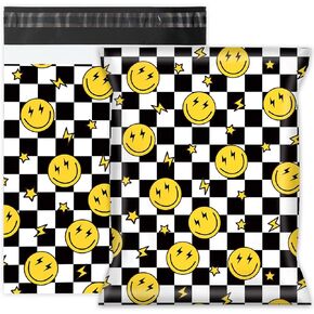 Whaline 100Pcs Thank You Poly Mailer 10 x 13 Inch Flower Tear-Resistant Mailing Bags with Self-Seal White Black Deliver Envelopes Waterproof Plastic Packaging Bags for Small Business Packing Moving in Kuwait