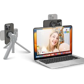 PROfezzion Metal Continuity Camera Mount - Compatible iPhone Webcam Mount with Mag-Safe for Mac Notebooks, MacBook 2017 / Pro/Later, MacBook Air 2018 / Later, for iPhone Monitor Mount 16/15/14/13/12