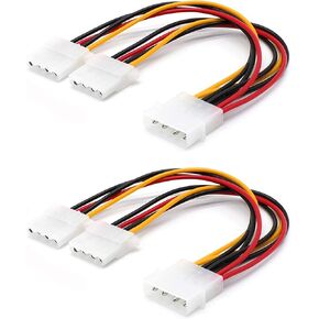OPSFALCON 2 Pack Computer Molex 4 Pin Power Supply Y Splitter Cable - 2 Female to 1 Male Internal Power Extension Cable