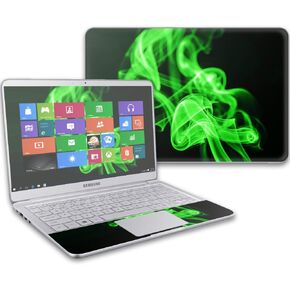 MightySkins Skin Compatible with Samsung Notebook 9 13" (2017) wrap Cover Sticker Skins Green Flames