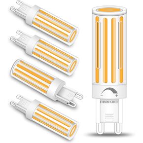 Megereet G9 LED Bulb Dimmable,75W 80W 100W Halogen Equivalent, Daylight White 6000K 8W 1000LM T4 COB G9 Base LED Bulb Bi Pin Base Chandelier Lighting, No-Flicker 360°Beam Angle 120v Pack of 5