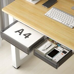 Under Desk Table Drawer Storage Organizer,3 Pack Large & Medium & Small Slide Out Desk Drawers - Hidden Desktop Organizer,Attachable Pencil Storage Tray Under Table(Clear Black)