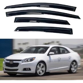 Window Visor Compatible with Chevrolet (Chevy) Malibu 2013-2015 & Limited 2016, Rain Guard Tape-On Extra Durable Sun Wind Air Side Vent Window Deflector, 2013 2014 2015 2016