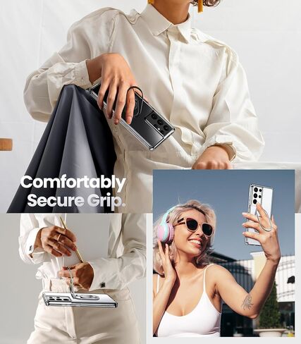 Shields Up for Samsung Galaxy S21 Ultra Case with Stand, Galaxy S21 Ultra Case Clear with Double Ring Holder [Adjustable & Foldable] Shockproof Protective Cover for Samsung Galaxy S21 Ultra - Clear in Kuwait