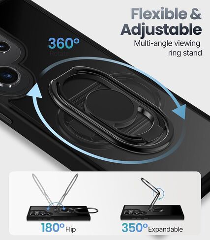 Shields Up for Samsung Galaxy S21 Ultra Case with Stand, Galaxy S21 Ultra Case Clear with Double Ring Holder [Adjustable & Foldable] Shockproof Protective Cover for Samsung Galaxy S21 Ultra - Clear in Kuwait