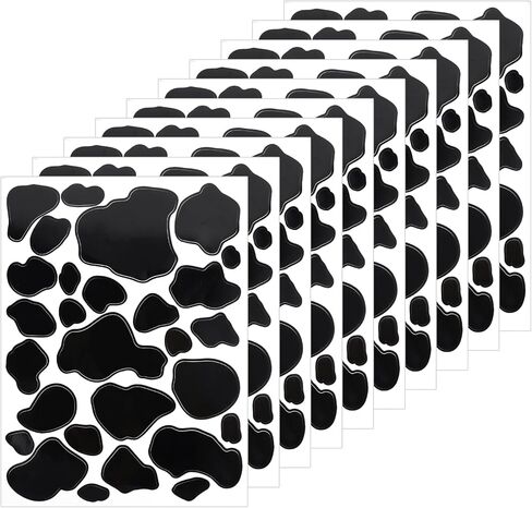 Prasacco 420 Pcs/15 Sheets Cow Print Stickers, Self-Adhesive Cow Wall Decal for Wall, Cars Vinyl Cow Print Wall Decals Waterproof Cow Wall Stickers for Cow Themed Bathroom Nursery Bedroom Wall Decor in Saudi Arabia