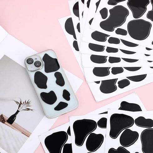 Prasacco 420 Pcs/15 Sheets Cow Print Stickers, Self-Adhesive Cow Wall Decal for Wall, Cars Vinyl Cow Print Wall Decals Waterproof Cow Wall Stickers for Cow Themed Bathroom Nursery Bedroom Wall Decor in Saudi Arabia