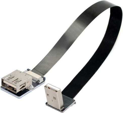 cablecc Down Angled USB 2.0 Type-A Male to Female Extension Data Flat Slim FPC Cable for FPV & Disk & Scanner & Printer 200cm in Saudi Arabia