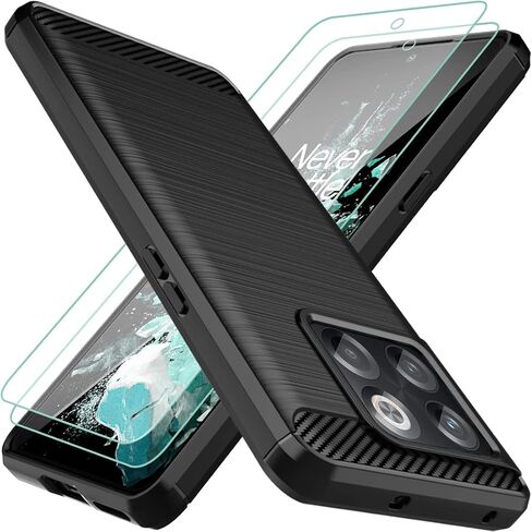 Osophter for Oneplus 10T Case,Oneplus 10T Phone Case with Screen Protector Shock-Absorption Flexible TPU Rubber Protective Cell Phone Cover for Oneplus 10T 5G(Black) in Kuwait