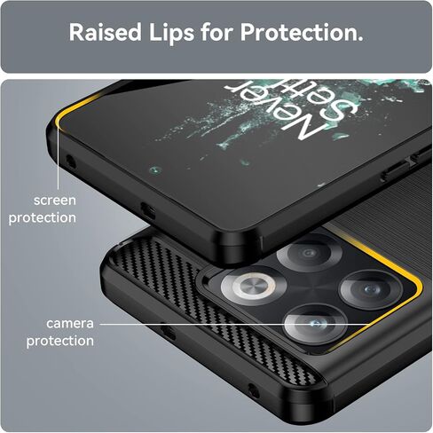 Osophter for Oneplus 10T Case,Oneplus 10T Phone Case with Screen Protector Shock-Absorption Flexible TPU Rubber Protective Cell Phone Cover for Oneplus 10T 5G(Black) in Kuwait