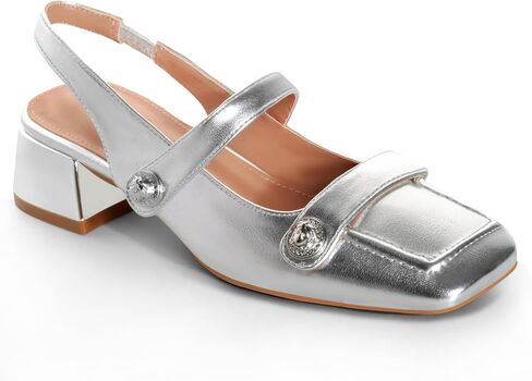 Slingback Mary Jane Heels for Women Low Block Heel Closed Square Toe Pump Shoes Heels Classic Daily Office Dressy Shoes in Saudi Arabia
