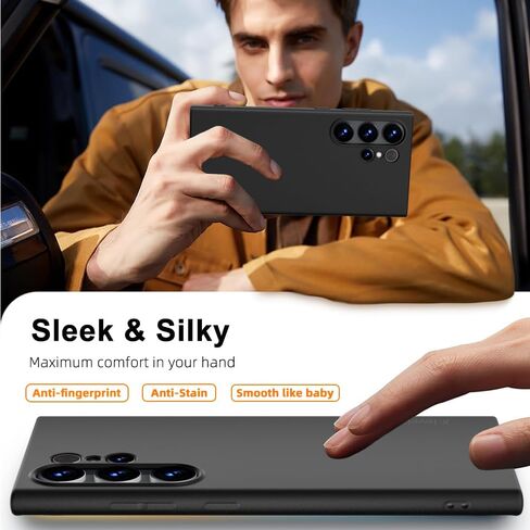 X-level for Samsung Galaxy S24 Ultra Case Slim Fit Ultra-Thin Super Soft TPU [Guardian Series] S24 Ultra Phone Back Cover Light Protective Matte Finish Coating Shockproof Case for Men Woman -Black in Saudi Arabia