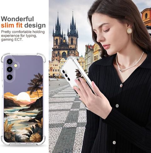 Hungo Galaxy S24 Plus Case for Women Floral Flower Clear Design Cute,Girly Girls Aesthetic Flower Designer Case Compatible with Samsung Galaxy S24+ Plus Purple Rose in Saudi Arabia