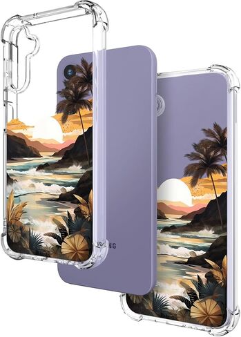 Hungo Galaxy S24 Plus Case for Women Floral Flower Clear Design Cute,Girly Girls Aesthetic Flower Designer Case Compatible with Samsung Galaxy S24+ Plus Purple Rose in Saudi Arabia
