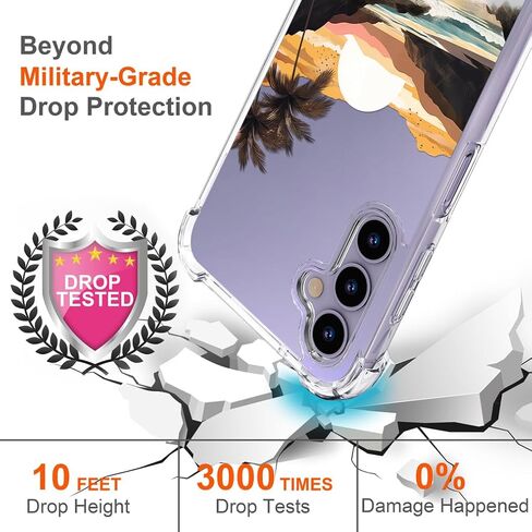Hungo Galaxy S24 Plus Case for Women Floral Flower Clear Design Cute,Girly Girls Aesthetic Flower Designer Case Compatible with Samsung Galaxy S24+ Plus Purple Rose in Saudi Arabia