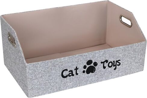 Cat Toy Basket, Kitten Toys Storage Organizer Foldable Fabric Bin Pet Supplies Chest Holder Trapezoid Container with Metal Handles for Organizing Cats Clothes Accessories, Purple in Saudi Arabia