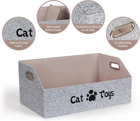 Cat Toy Basket, Kitten Toys Storage Organizer Foldable Fabric Bin Pet Supplies Chest Holder Trapezoid Container with Metal Handles for Organizing Cats Clothes Accessories, Purple in Saudi Arabia