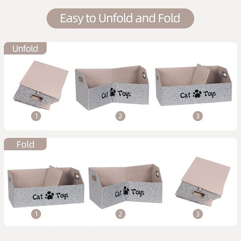 Cat Toy Basket, Kitten Toys Storage Organizer Foldable Fabric Bin Pet Supplies Chest Holder Trapezoid Container with Metal Handles for Organizing Cats Clothes Accessories, Purple in Saudi Arabia