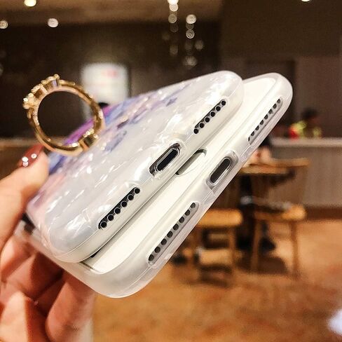 Qokey متوافق مع جراب iPhone XR، جراب على شكل زهرة أنيق للرجال والنساء والفتيات مع مسند حلقي دوار 360 درجة، غطاء ناعم مقاوم للصدمات من مادة TPU مصمم لهاتف iPhone XR 6.1 بوصة زهري بني in Kuwait