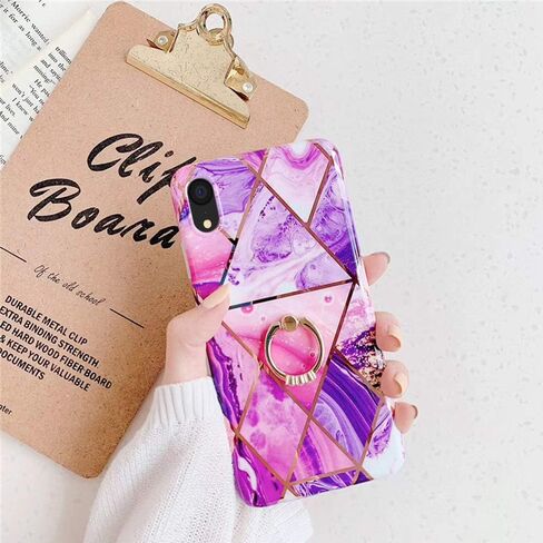 Qokey Compatible with iPhone XR Case,Flower Case Cute Fashion for Men Women Girls with 360 Degree Rotating Ring Kickstand Soft TPU Shockproof Cover Designed for iPhone XR 6.1 inch Brown Floral in Kuwait