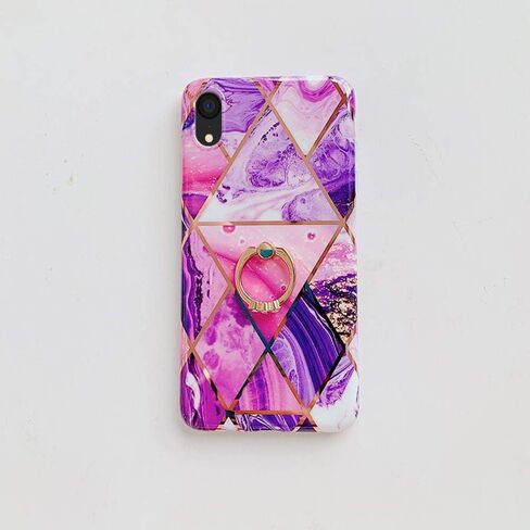 Qokey Compatible with iPhone XR Case,Flower Case Cute Fashion for Men Women Girls with 360 Degree Rotating Ring Kickstand Soft TPU Shockproof Cover Designed for iPhone XR 6.1 inch Brown Floral in Kuwait