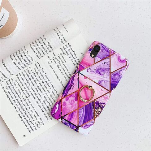 Qokey Compatible with iPhone XR Case,Flower Case Cute Fashion for Men Women Girls with 360 Degree Rotating Ring Kickstand Soft TPU Shockproof Cover Designed for iPhone XR 6.1 inch Brown Floral in Kuwait