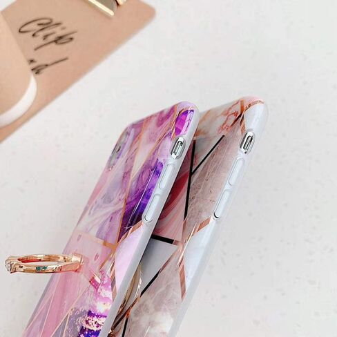 Qokey Compatible with iPhone XR Case,Flower Case Cute Fashion for Men Women Girls with 360 Degree Rotating Ring Kickstand Soft TPU Shockproof Cover Designed for iPhone XR 6.1 inch Brown Floral in Kuwait