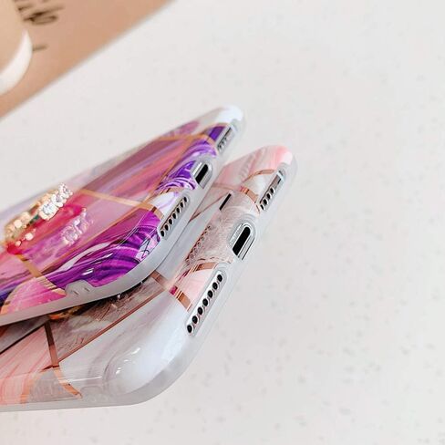 Qokey Compatible with iPhone XR Case,Flower Case Cute Fashion for Men Women Girls with 360 Degree Rotating Ring Kickstand Soft TPU Shockproof Cover Designed for iPhone XR 6.1 inch Brown Floral in Kuwait