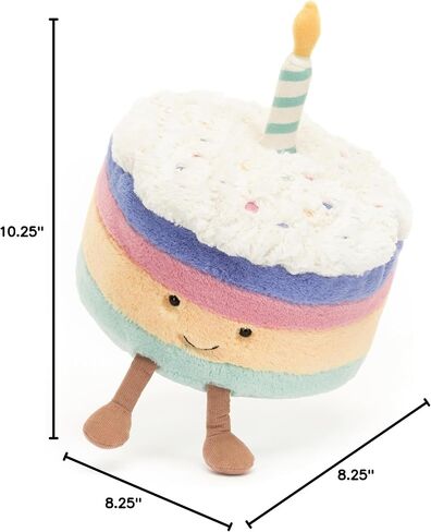Jellycat Amuseables Rainbow Birthday Cake Stuffed Toy, Large 10 inches | Dessert Plush | Birthday Gift in Saudi Arabia