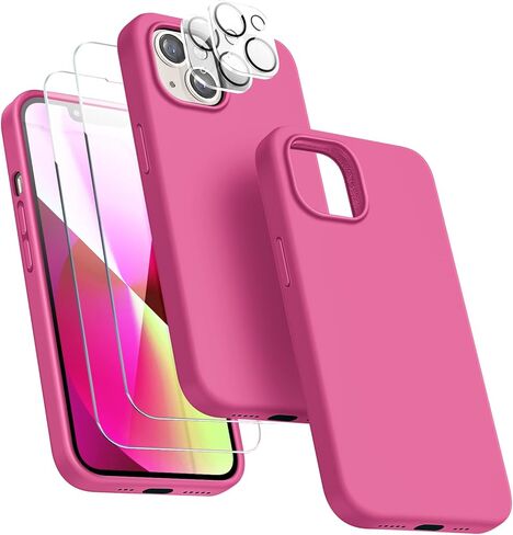 Dssairo [5 في 1 لهاتف iPhone 13 Mini Case، مع 2 واقي شاشة + 2 واقي عدسة الكاميرا، حافظة هاتف واقية مقاومة للصدمات من السيليكون السائل مقاس 5.4 بوصة (أخضر جبال الألب) in Kuwait