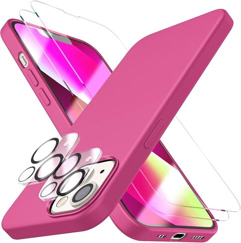 Dssairo [5 في 1 لهاتف iPhone 13 Mini Case، مع 2 واقي شاشة + 2 واقي عدسة الكاميرا، حافظة هاتف واقية مقاومة للصدمات من السيليكون السائل مقاس 5.4 بوصة (أخضر جبال الألب) in Kuwait