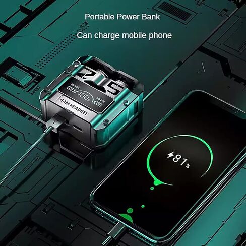 سماعات أذن لاسلكية بتقنية البلوتوث، سماعات أذن HiFi TWS True مقاومة للماء، سماعات أذن زرقاء اللون مزودة بخاصية إلغاء الضوضاء للألعاب مع ميكروفون (فضي) in Saudi Arabia