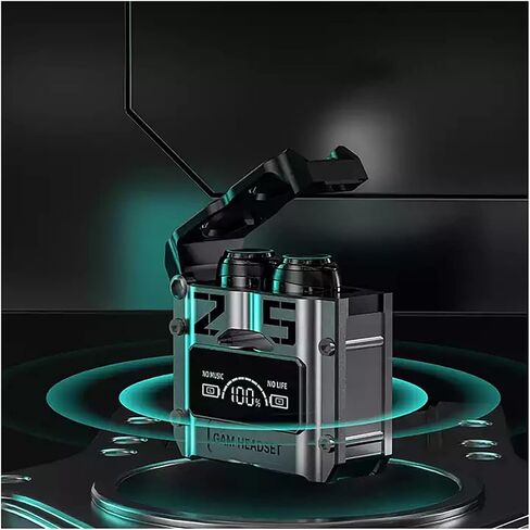 سماعات أذن لاسلكية بتقنية البلوتوث، سماعات أذن HiFi TWS True مقاومة للماء، سماعات أذن زرقاء اللون مزودة بخاصية إلغاء الضوضاء للألعاب مع ميكروفون (فضي) in Saudi Arabia